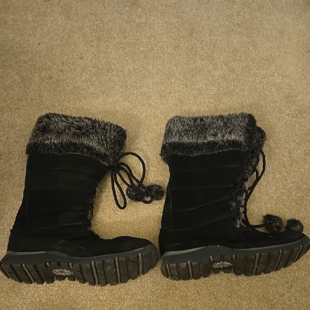 Women's Black Fur-Lined Winter Boots